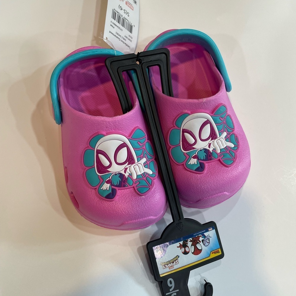 Kids Pink Spider-Themed Clogs